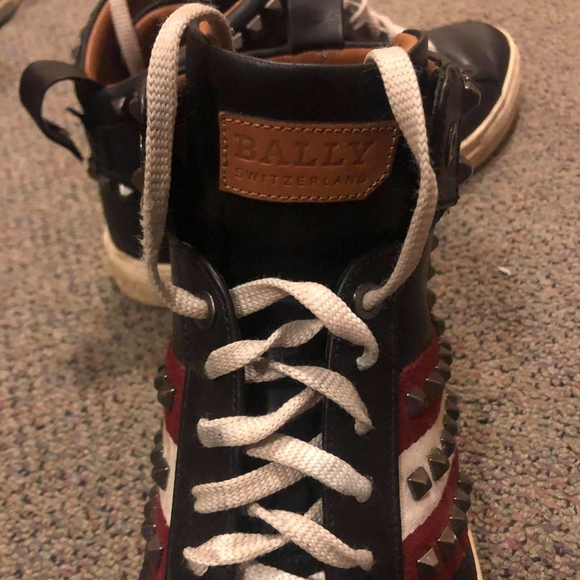 Bally Other - Bally Hedern Studded Leather High-Top Sneakers